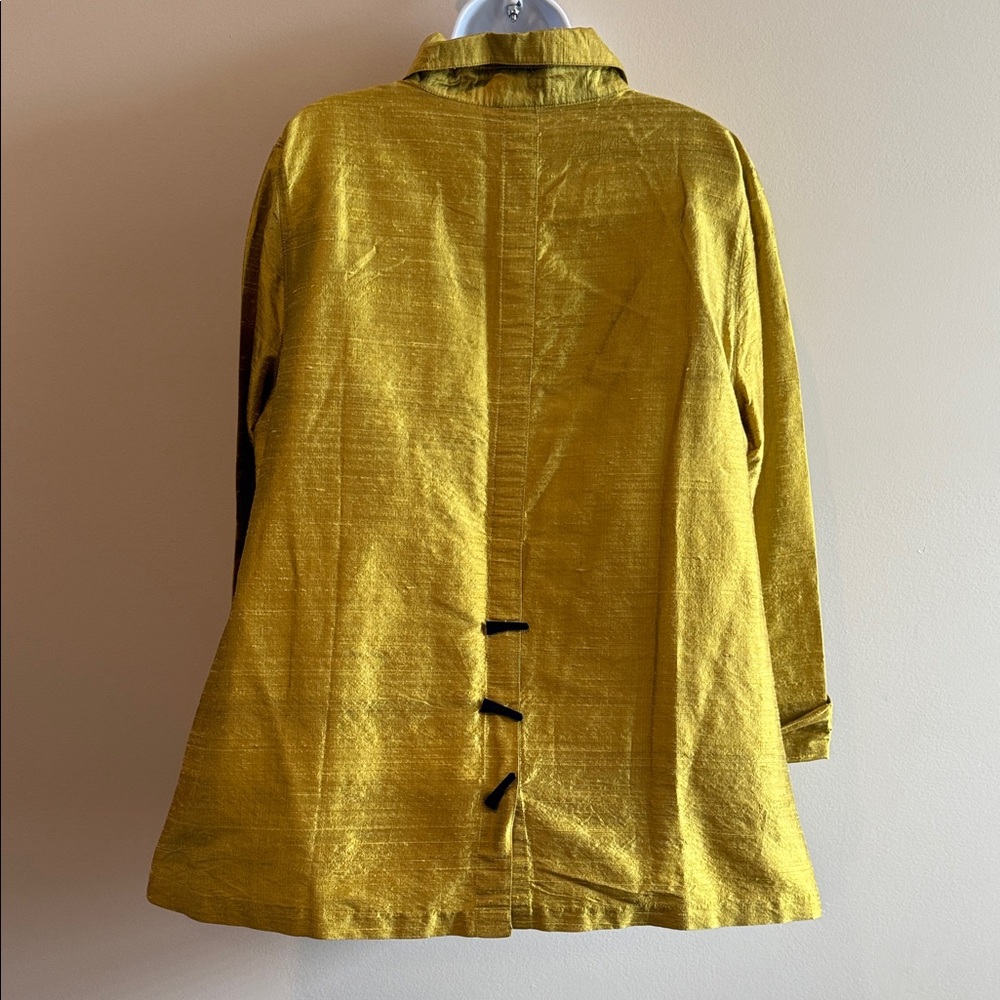 100% Silk Chartreuse/gold Women's Blazer Size: L - Picture 6 of 8